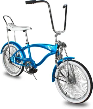 Tracer Retro Beach Cruiser for Adults,20 Inch Wheels,1.75 Tire, City Bike, Lowrider Springer Fork Retro Banana Seat,High Rise Handlebar - Multi Color