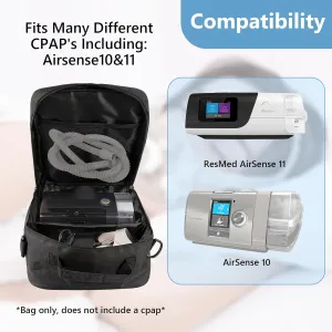 Travel Bag, Travel Carrying Bag Compatible with Airsense 10, Airsense 11, ResMed Air Mini, Dreamstation Machine and Accessories Storage Organizer Case (Bag Only) (Black)