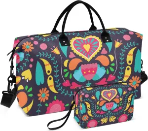 Travel Duffel Bag 2 pcs Sports Tote Gym Bag Quilted Luggage Set Large Carry-On Overnight Bag Weekend Travel Bag for Women Men