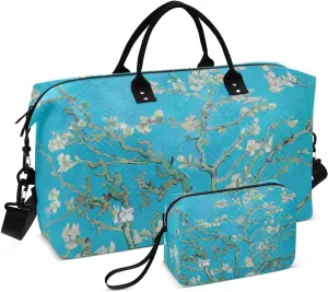 Travel Duffel Bag 2 pcs Sports Tote Gym Bag Quilted Luggage Set Large Carry-On Overnight Bag Weekend Travel Bag for Women Men