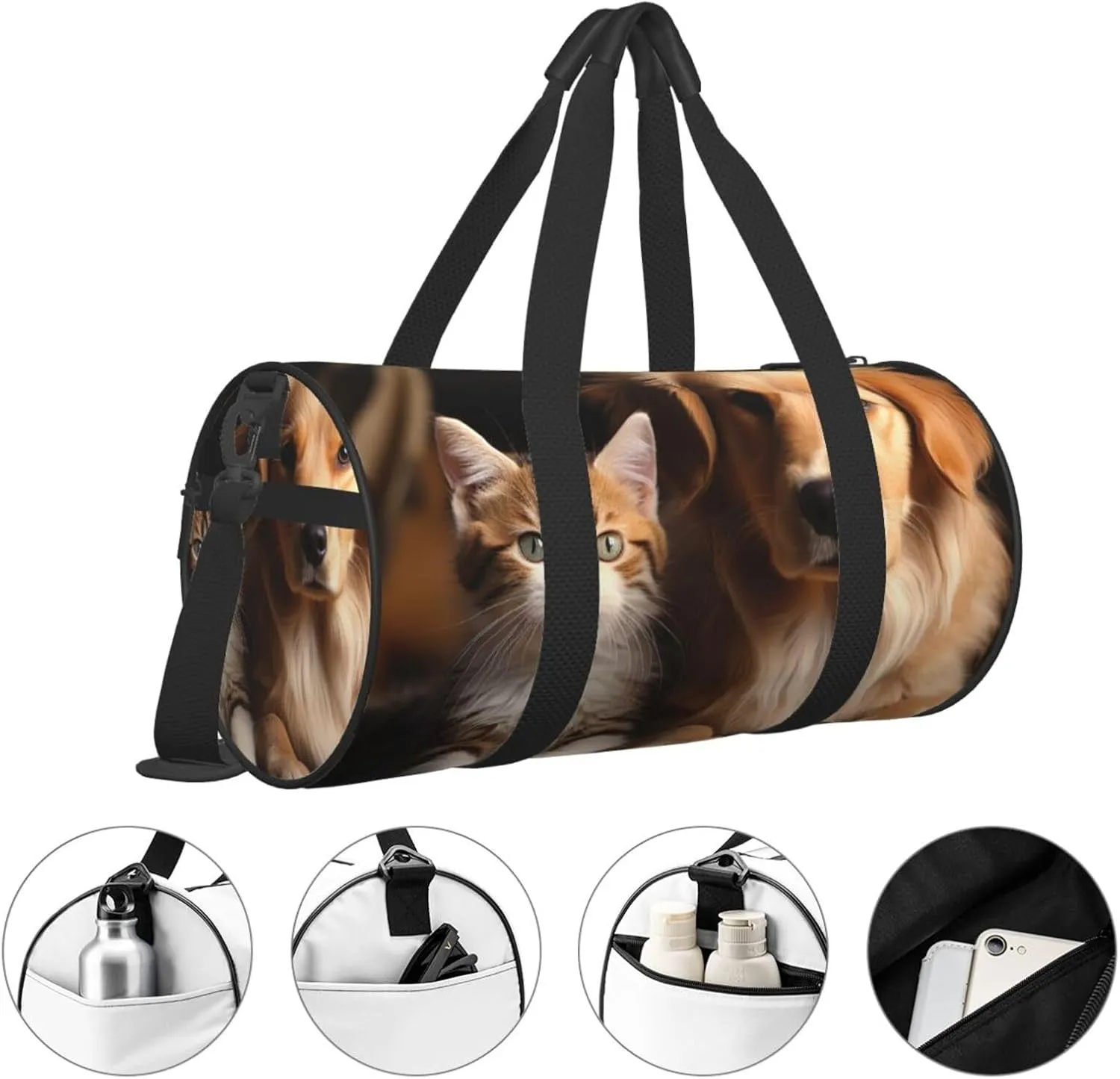 Travel Duffel Bag Dog And Cat Weekender Overnight Bag For Men Women Large Capacity Sports Gym Bag Canvas Carry On Tote Bags For Travel Yoga