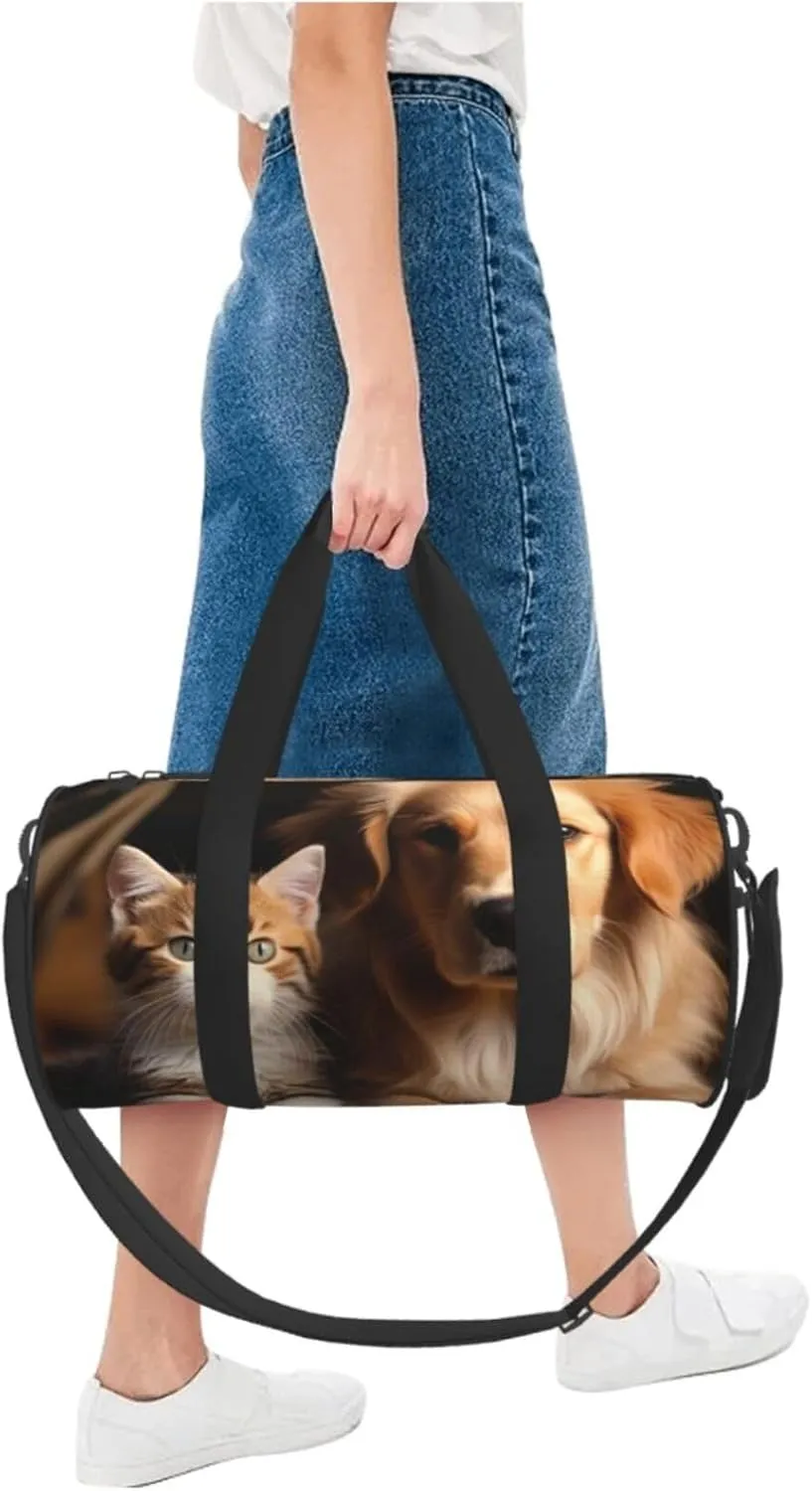 Travel Duffel Bag Dog And Cat Weekender Overnight Bag For Men Women Large Capacity Sports Gym Bag Canvas Carry On Tote Bags For Travel Yoga