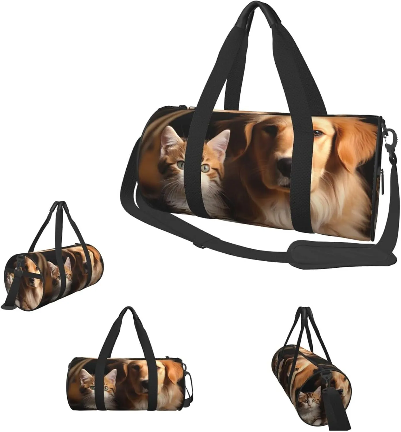Travel Duffel Bag Dog And Cat Weekender Overnight Bag For Men Women Large Capacity Sports Gym Bag Canvas Carry On Tote Bags For Travel Yoga