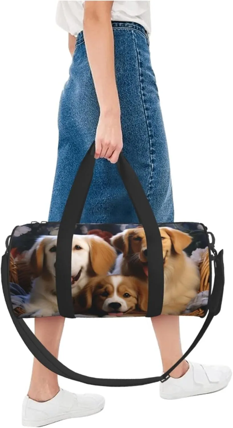 Travel Duffel Bag Dog Baskets And Dogs Weekender Overnight Bag For Men Women Large Capacity Sports Gym Bag Canvas Carry On Tote Bags For Travel Yoga