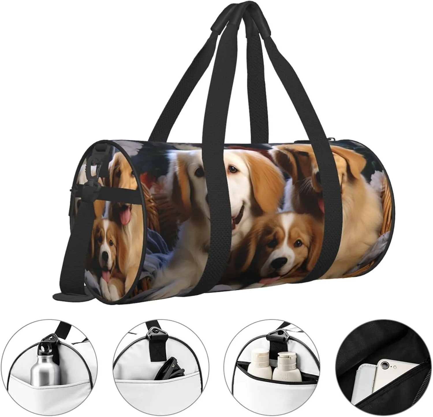 Travel Duffel Bag Dog Baskets And Dogs Weekender Overnight Bag For Men Women Large Capacity Sports Gym Bag Canvas Carry On Tote Bags For Travel Yoga