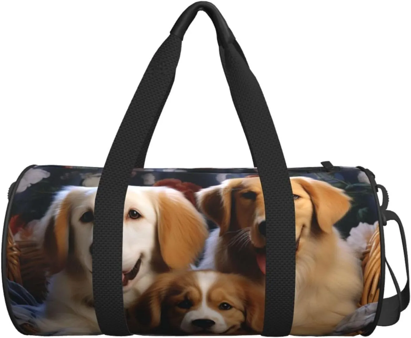 Travel Duffel Bag Dog Baskets And Dogs Weekender Overnight Bag For Men Women Large Capacity Sports Gym Bag Canvas Carry On Tote Bags For Travel Yoga