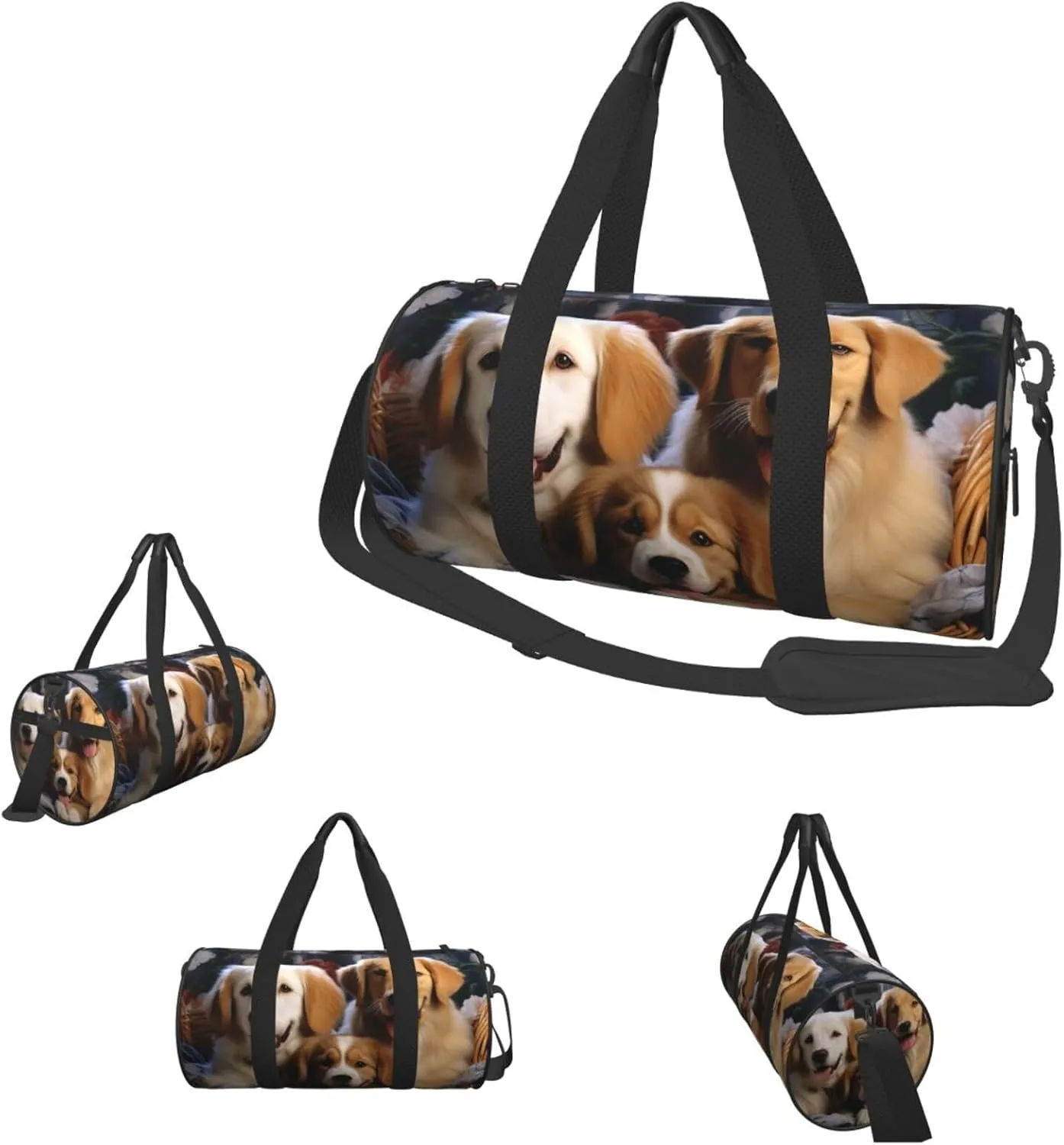 Travel Duffel Bag Dog Baskets And Dogs Weekender Overnight Bag For Men Women Large Capacity Sports Gym Bag Canvas Carry On Tote Bags For Travel Yoga