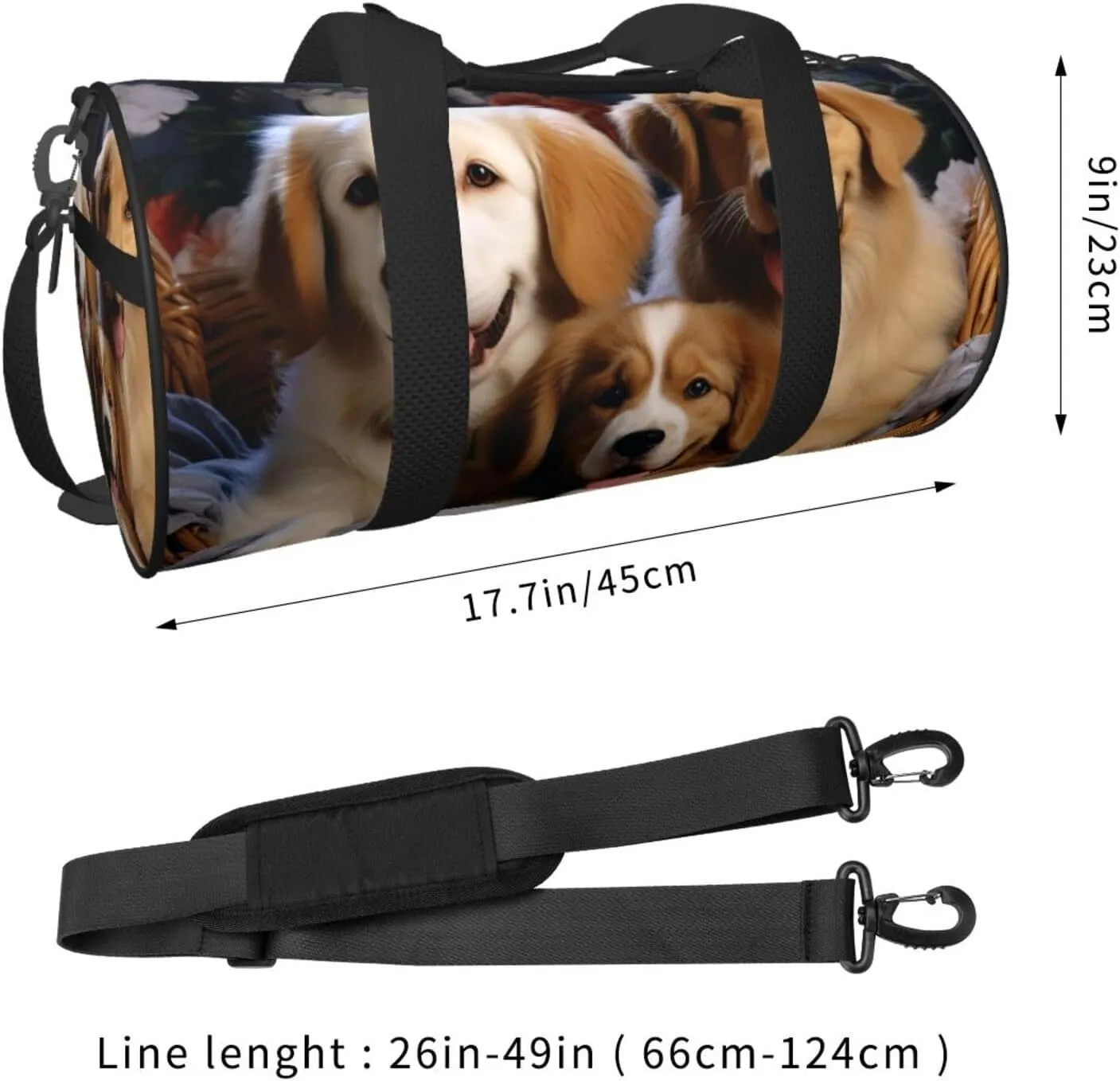Travel Duffel Bag Dog Baskets And Dogs Weekender Overnight Bag For Men Women Large Capacity Sports Gym Bag Canvas Carry On Tote Bags For Travel Yoga