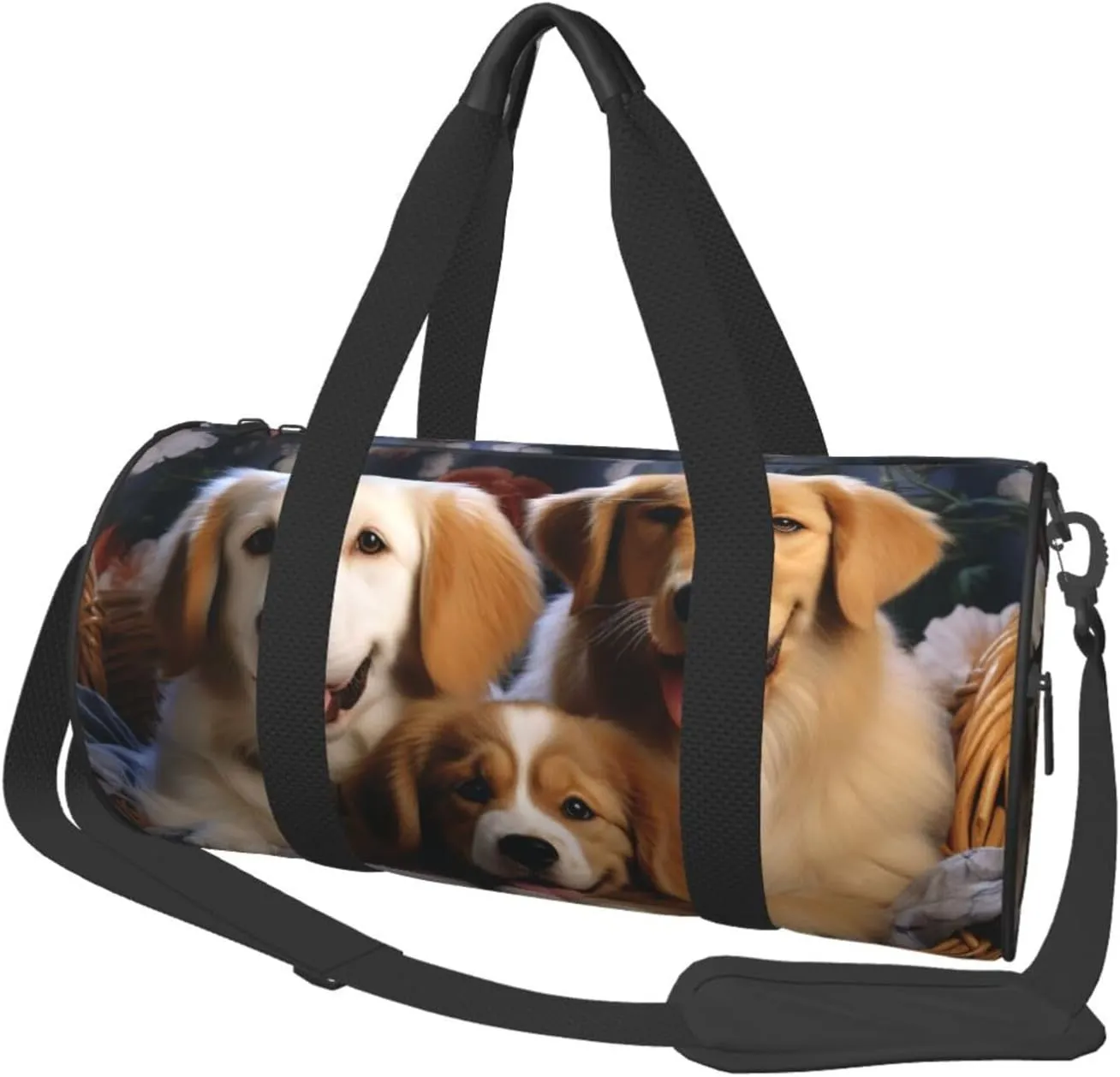 Travel Duffel Bag Dog Baskets And Dogs Weekender Overnight Bag For Men Women Large Capacity Sports Gym Bag Canvas Carry On Tote Bags For Travel Yoga