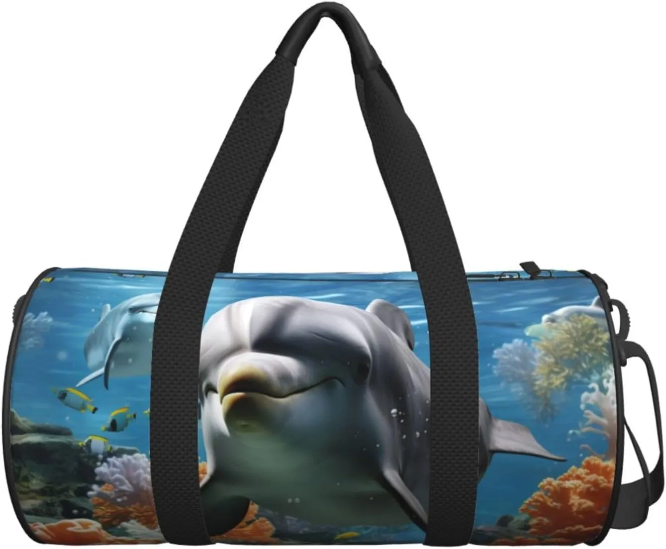 Travel Duffel Bag Dolphin In The Coral Reef Weekender Overnight Bag For Men Women Large Capacity Sports Gym Bag Canvas Carry On Tote Bags For Travel Yoga