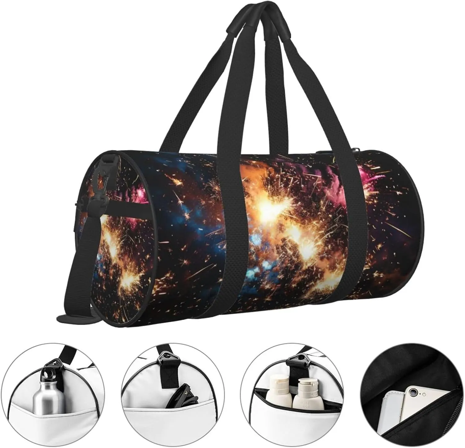 Travel Duffel Bag Explosion Firework Weekender Overnight Bag For Men Women Large Capacity Sports Gym Bag Canvas Carry On Tote Bags For Travel Yoga