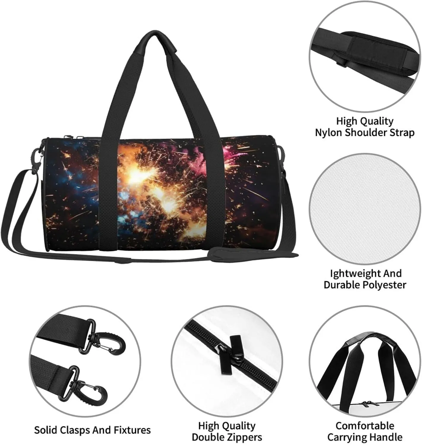 Travel Duffel Bag Explosion Firework Weekender Overnight Bag For Men Women Large Capacity Sports Gym Bag Canvas Carry On Tote Bags For Travel Yoga