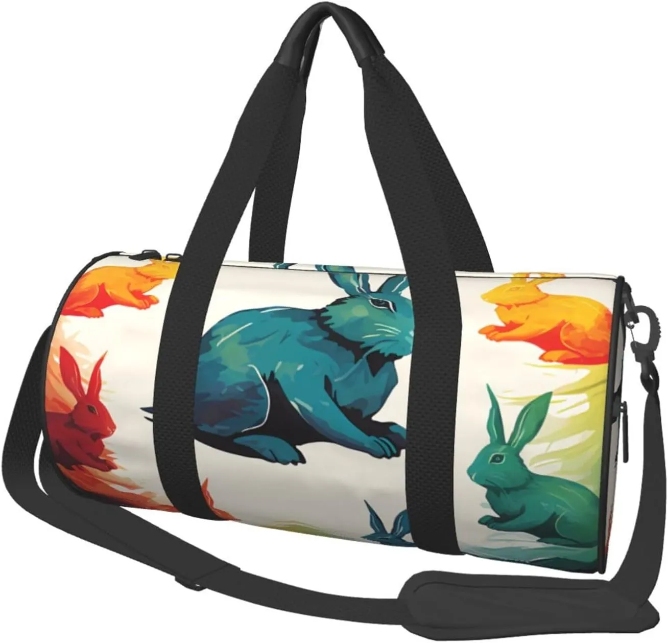 Travel Duffel Bag Foldable Weekender Overnight Bag Rainbow Rabbit Sports Tote Gym Bags Large Capacity Lightweight Carry On Luggage Bags for Men Women