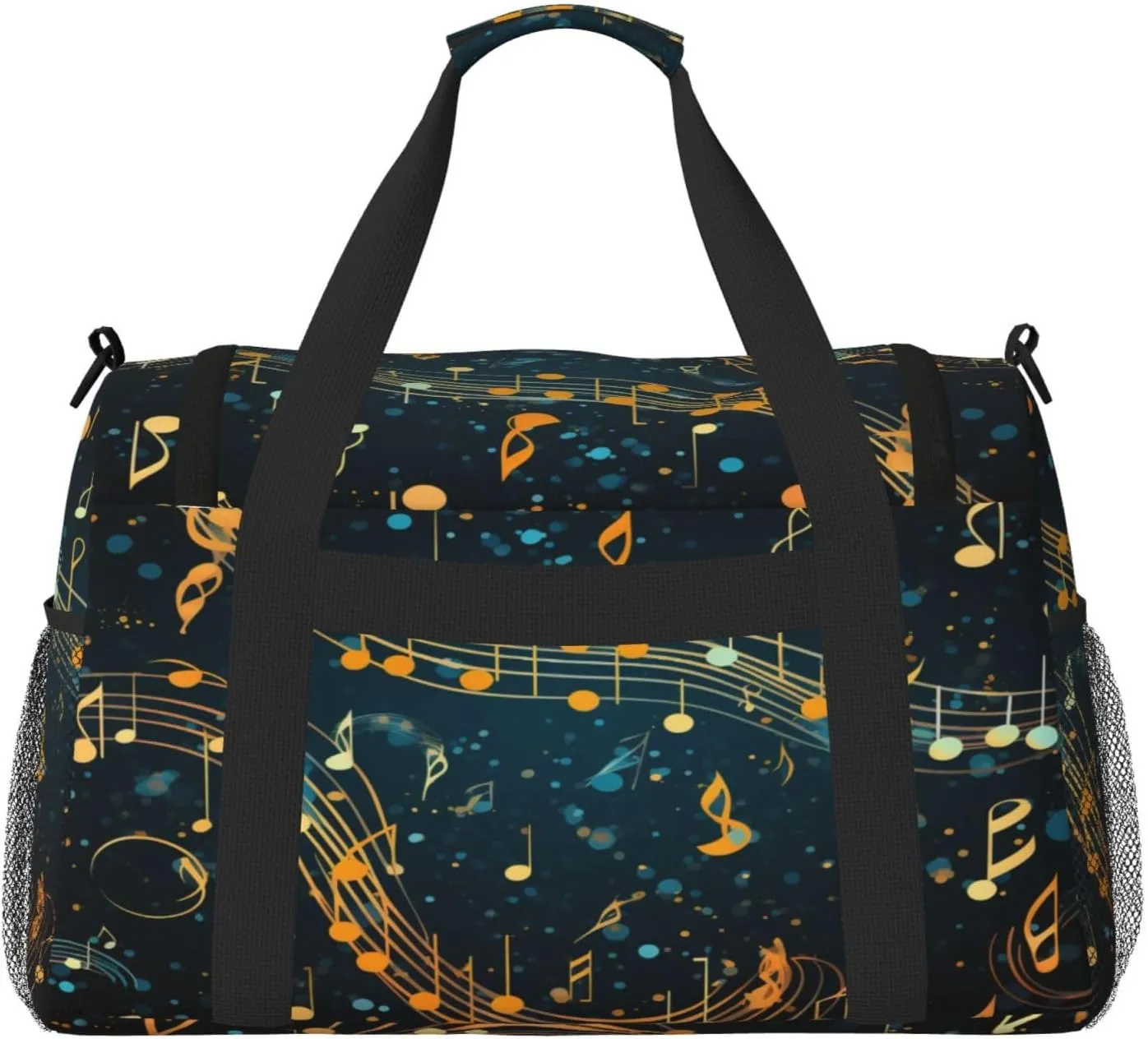 Travel Duffel Bag For Men Women, Abstract Music Notes Fantasy Galaxy Carry On Sport Gym Bag With Shoulder Strap Lightweight Waterproof Weekender Bag Overnight Bag