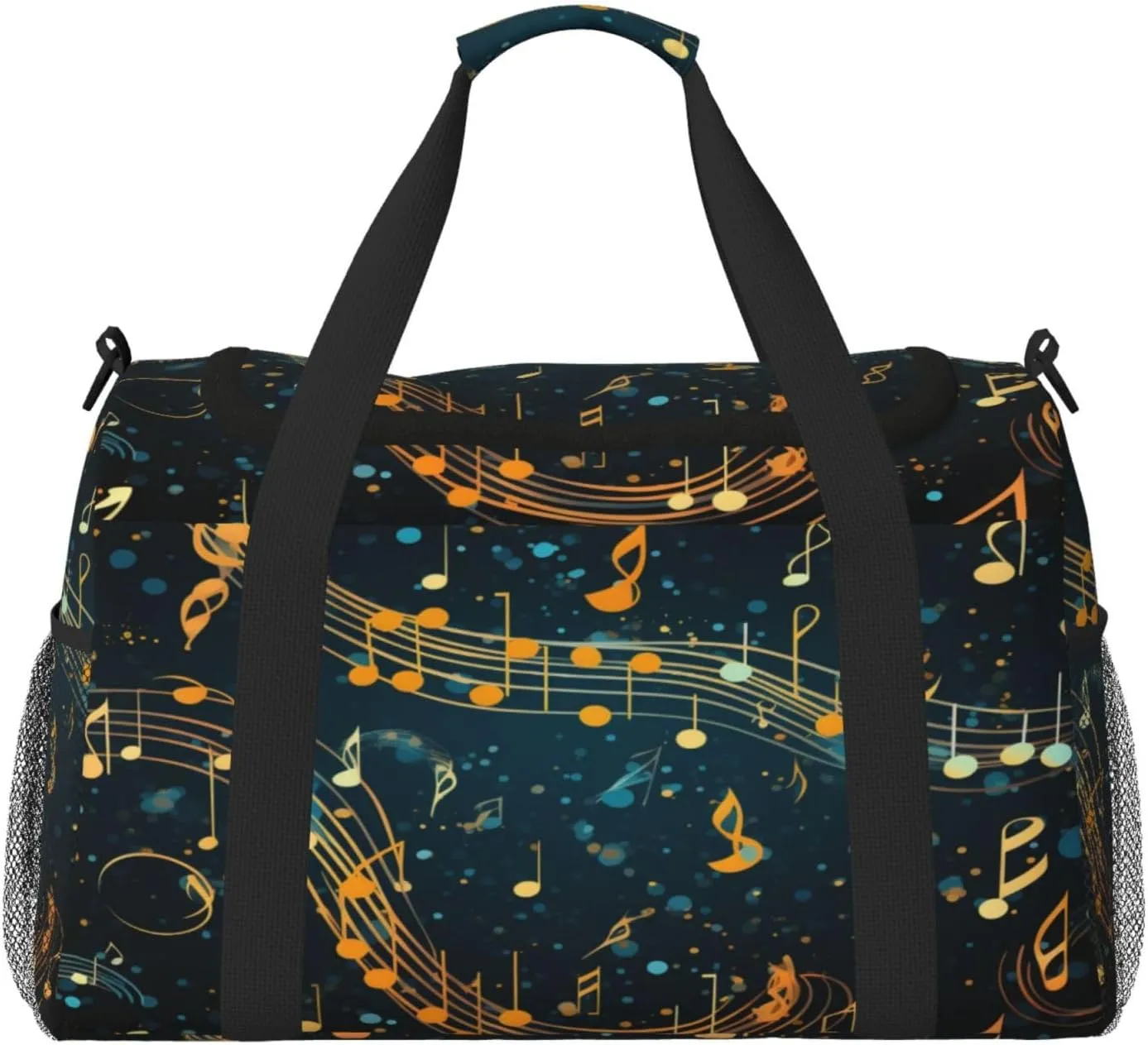 Travel Duffel Bag For Men Women, Abstract Music Notes Fantasy Galaxy Carry On Sport Gym Bag With Shoulder Strap Lightweight Waterproof Weekender Bag Overnight Bag