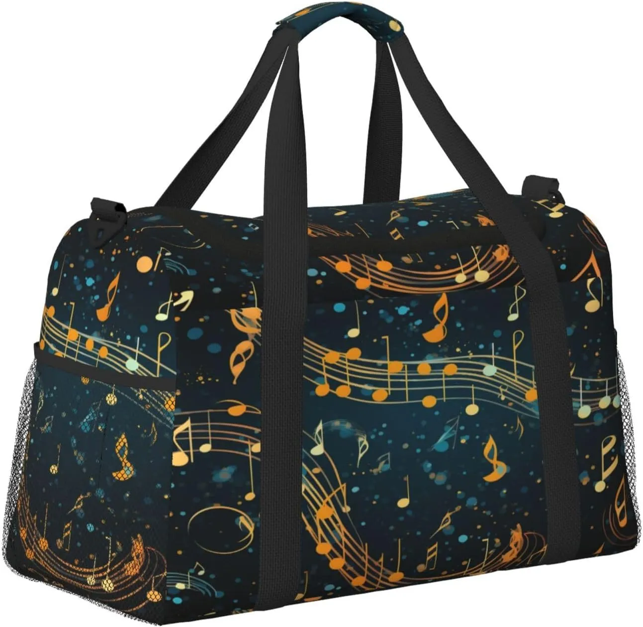 Travel Duffel Bag For Men Women, Abstract Music Notes Fantasy Galaxy Carry On Sport Gym Bag With Shoulder Strap Lightweight Waterproof Weekender Bag Overnight Bag