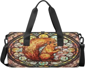 Travel Duffel Bag Glass Squirrel Sports Gym Bag for Womens Mens, Waterproof Weekend Overnight Bag Lightweight Carry on Bag for Airplanes Yoga Dance Beach Swim Hospital Holdalls,A-994