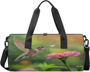 Travel Duffel Bag Hummingbird Floral Pattern Sports Gym Bag for Womens Mens, Waterproof Weekend Overnight Bag Lightweight Carry on Bag for Airplanes Yoga Dance Beach Swim Hospital Holdalls,A-581