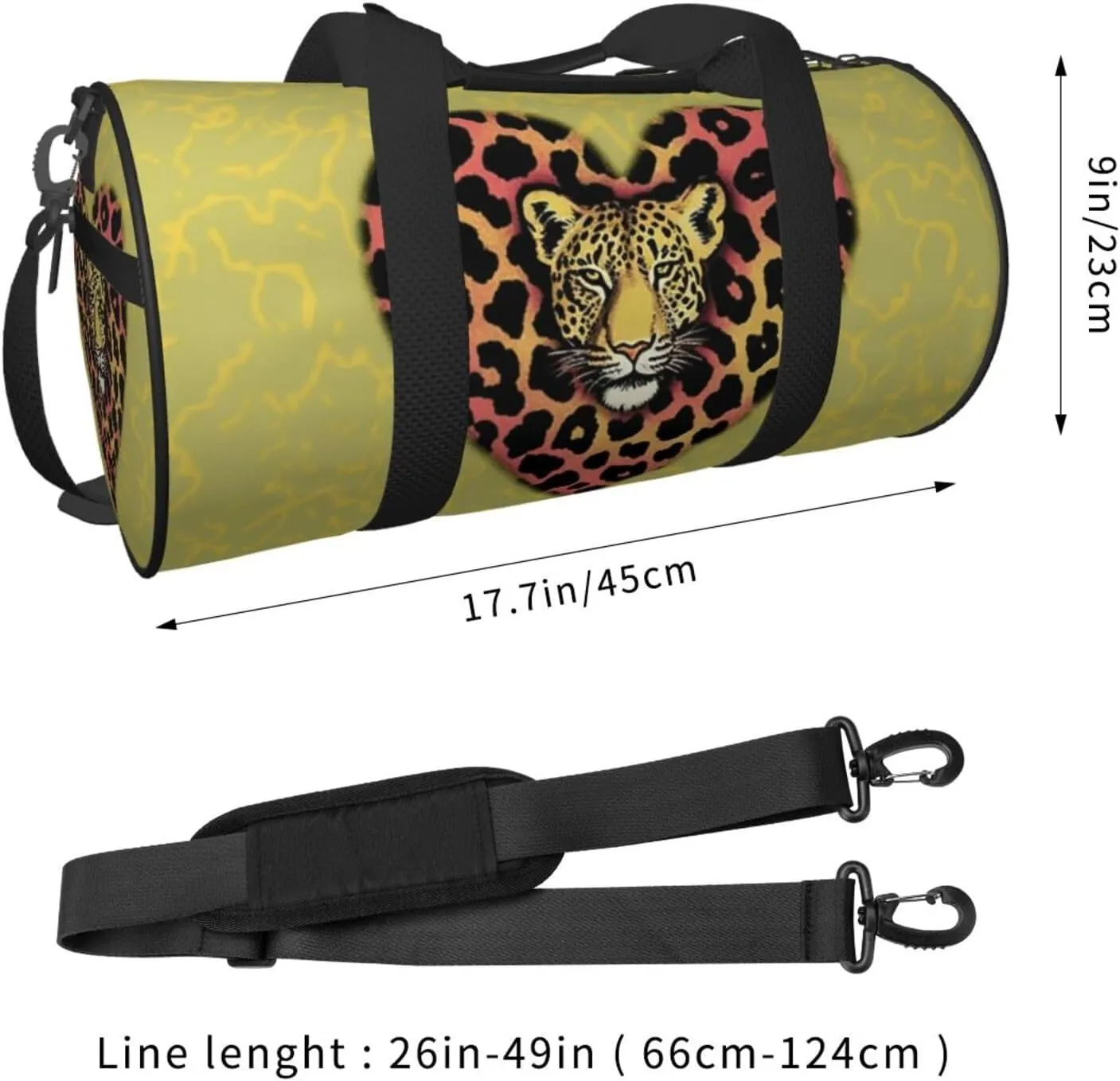 Travel Duffel Bag Leopard Heart Wallpaper Weekender Overnight Bag For Men Women Large Capacity Sports Gym Bag Canvas Carry On Tote Bags For Travel Yoga