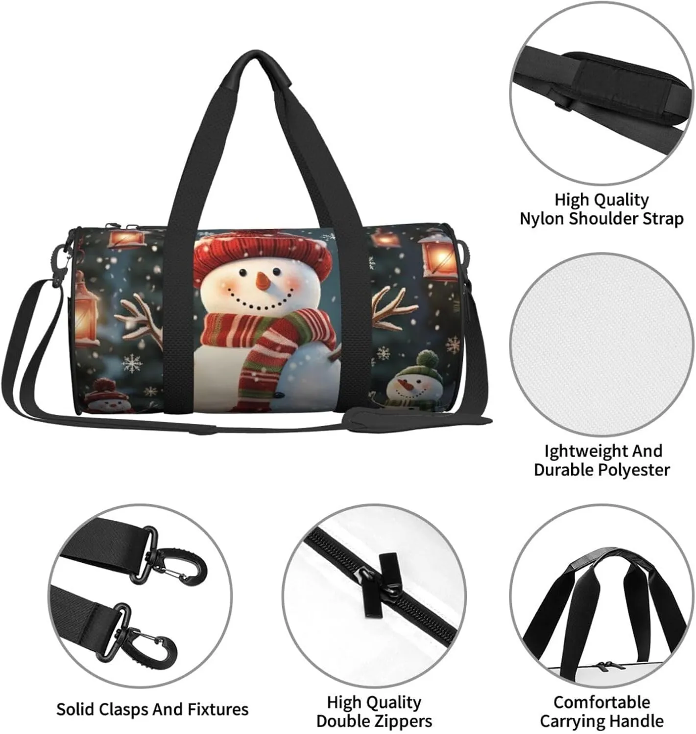 Travel Duffel Bag Merry Christmas Cute Snowman Weekender Overnight Bag For Men Women Large Capacity Sports Gym Bag Canvas Carry On Tote Bags For Travel Yoga