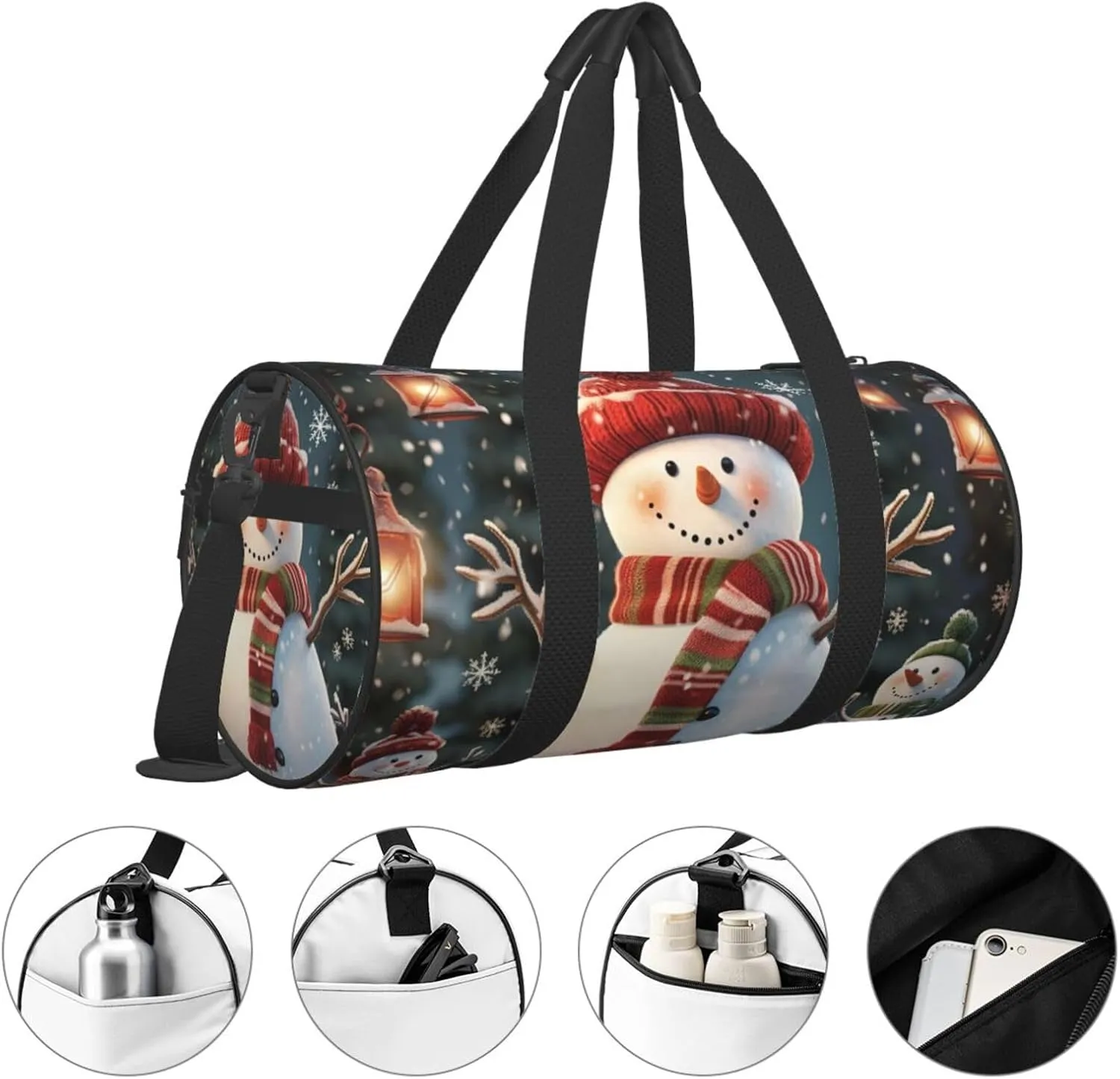Travel Duffel Bag Merry Christmas Cute Snowman Weekender Overnight Bag For Men Women Large Capacity Sports Gym Bag Canvas Carry On Tote Bags For Travel Yoga