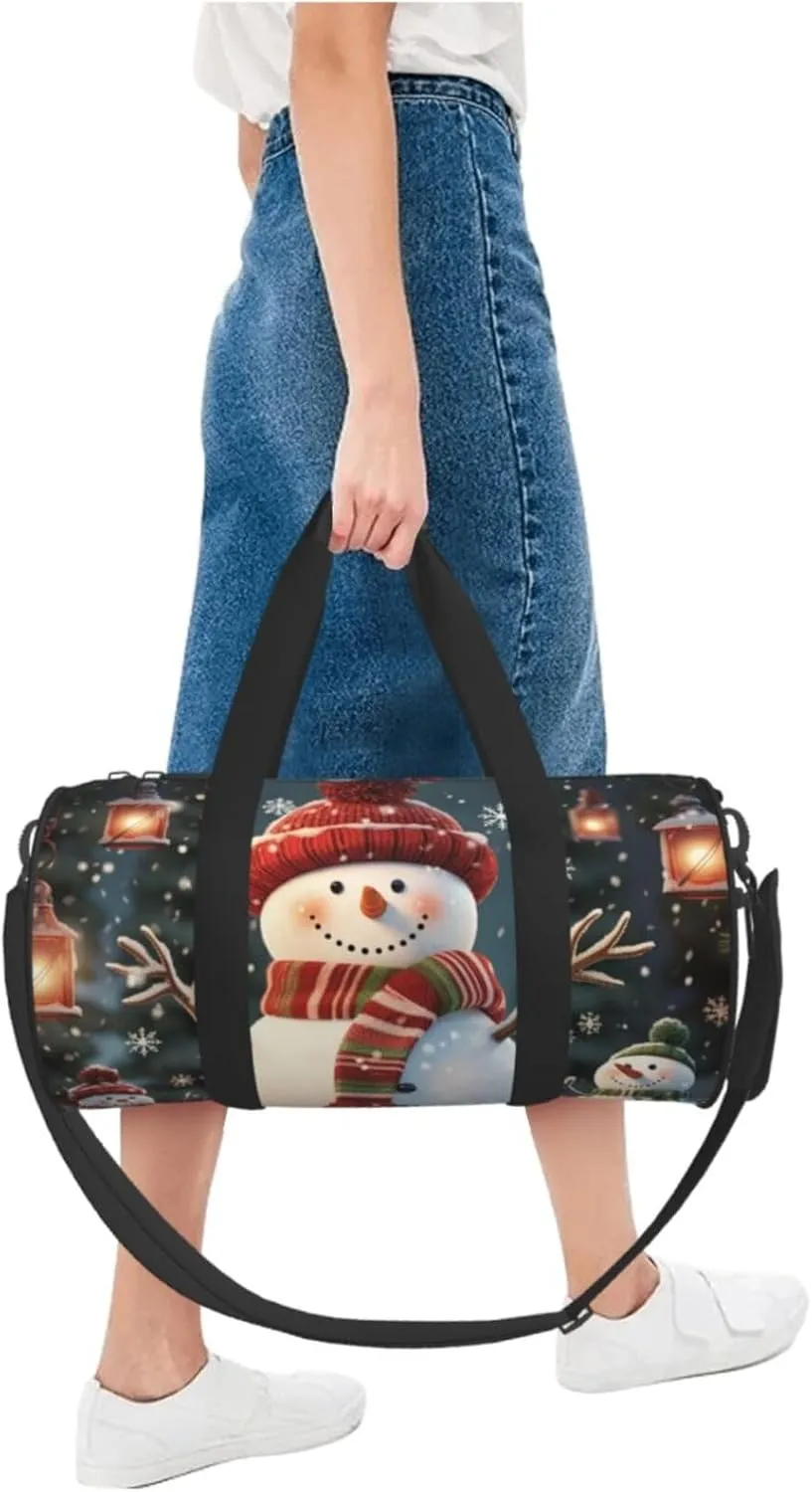 Travel Duffel Bag Merry Christmas Cute Snowman Weekender Overnight Bag For Men Women Large Capacity Sports Gym Bag Canvas Carry On Tote Bags For Travel Yoga