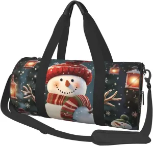 Travel Duffel Bag Merry Christmas Cute Snowman Weekender Overnight Bag For Men Women Large Capacity Sports Gym Bag Canvas Carry On Tote Bags For Travel Yoga