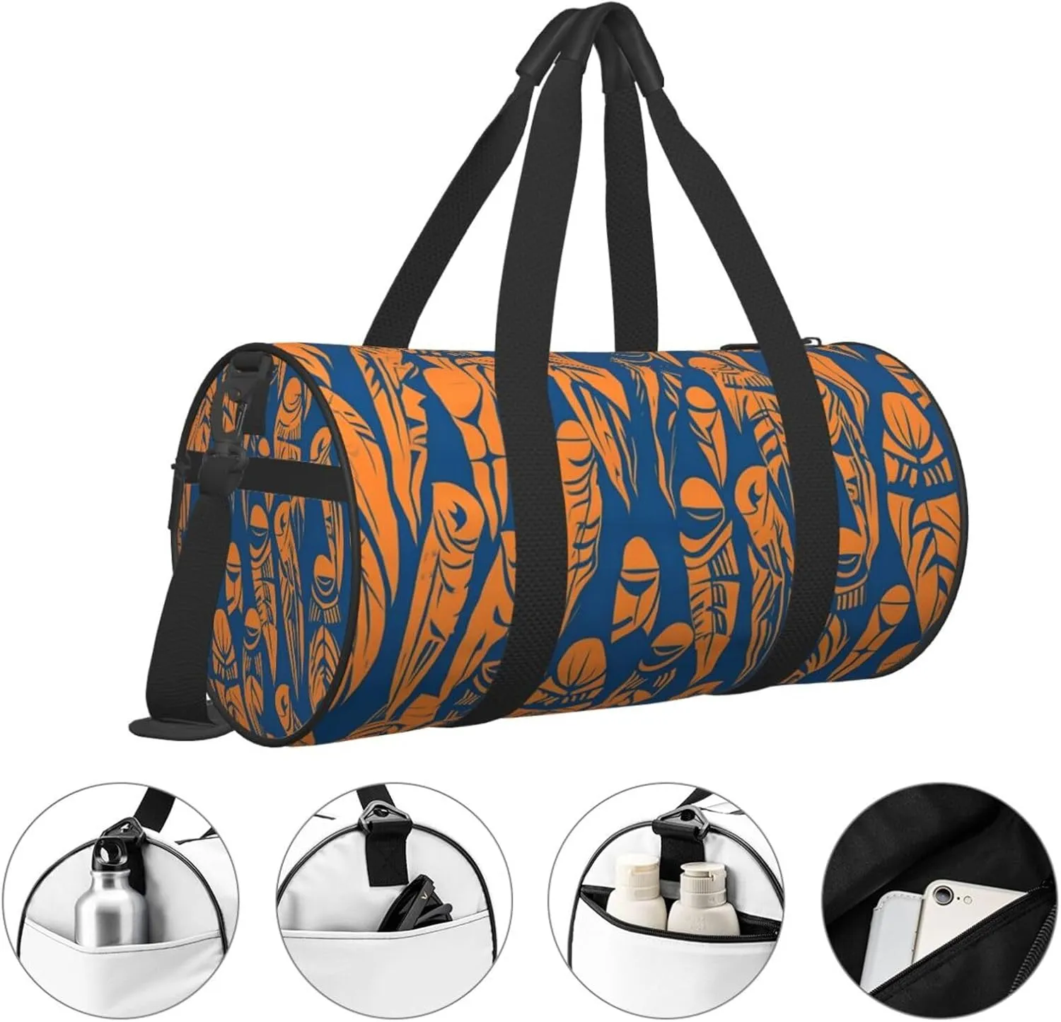 Travel Duffel Bag Orange And Blue People Weekender Overnight Bag For Men Women Large Capacity Sports Gym Bag Canvas Carry On Tote Bags For Travel Yoga