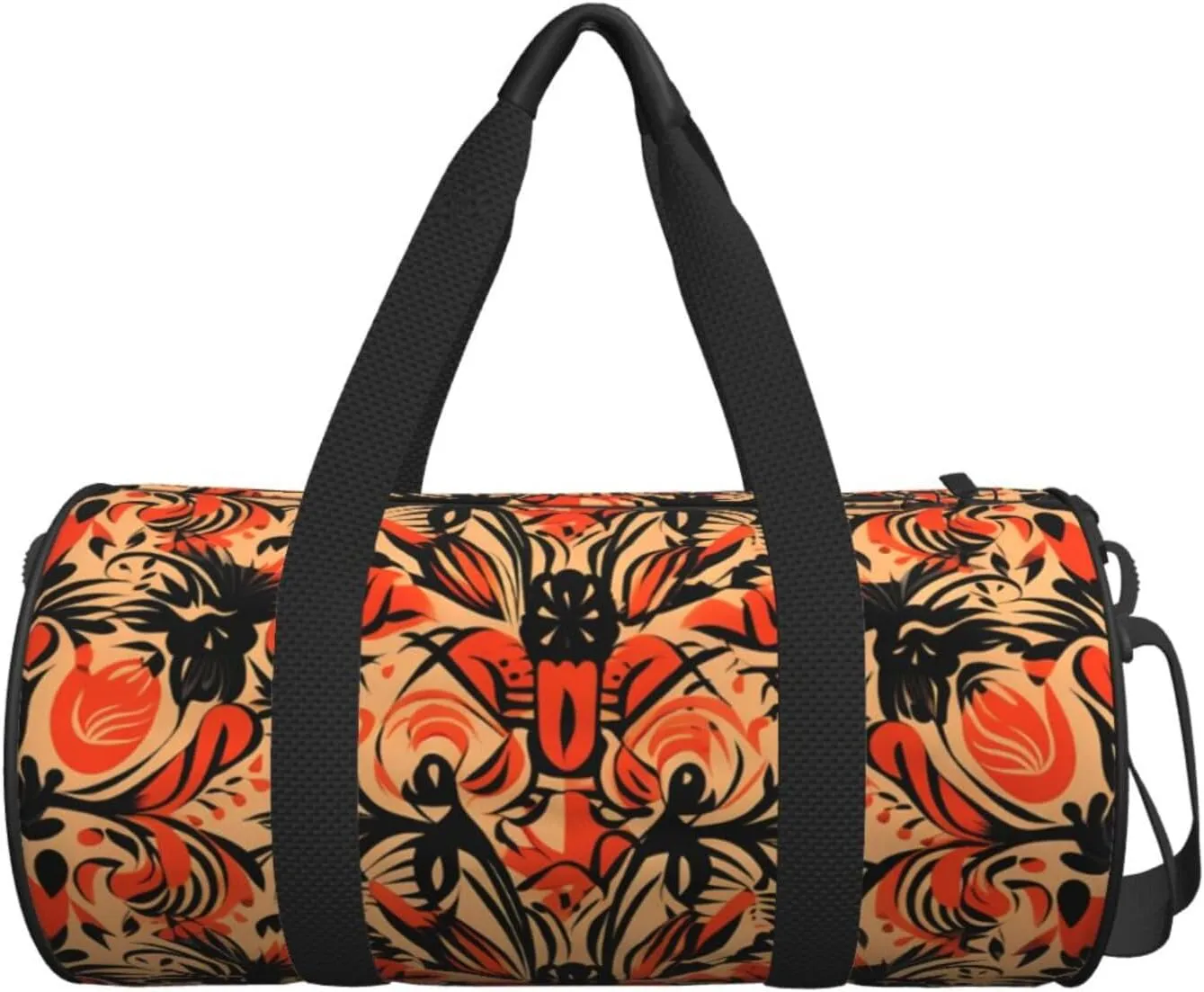 Travel Duffel Bag Orange Folk Pattern Weekender Overnight Bag For Men Women Large Capacity Sports Gym Bag Canvas Carry On Tote Bags For Travel Yoga