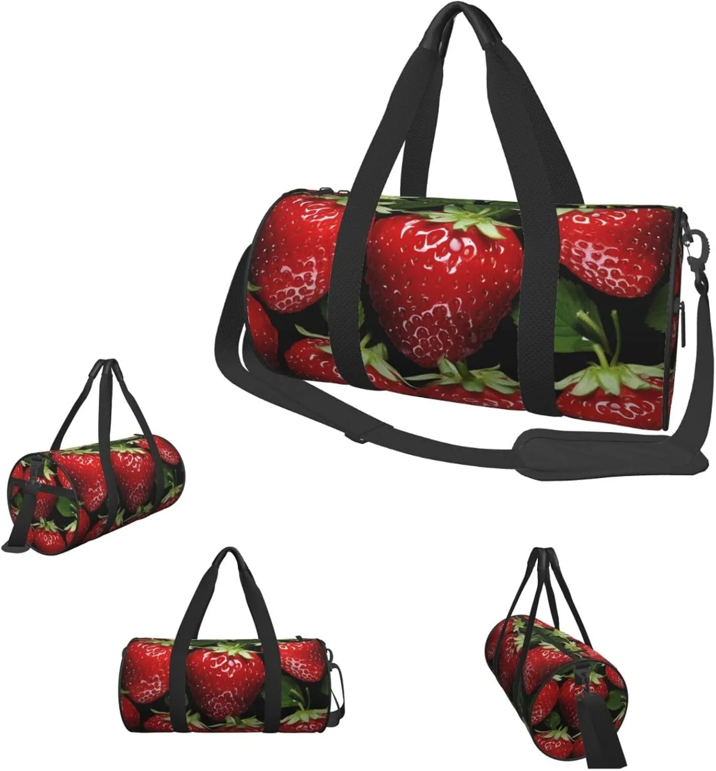 Travel Duffel Bag Red Strawberry Weekender Overnight Bag For Men Women Large Capacity Sports Gym Bag Canvas Carry On Tote Bags For Travel Yoga