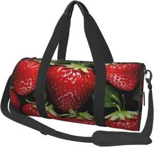 Travel Duffel Bag Red Strawberry Weekender Overnight Bag For Men Women Large Capacity Sports Gym Bag Canvas Carry On Tote Bags For Travel Yoga