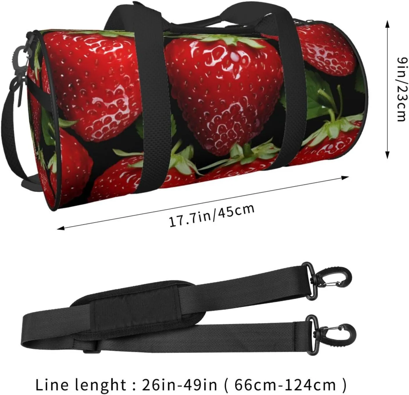 Travel Duffel Bag Red Strawberry Weekender Overnight Bag For Men Women Large Capacity Sports Gym Bag Canvas Carry On Tote Bags For Travel Yoga