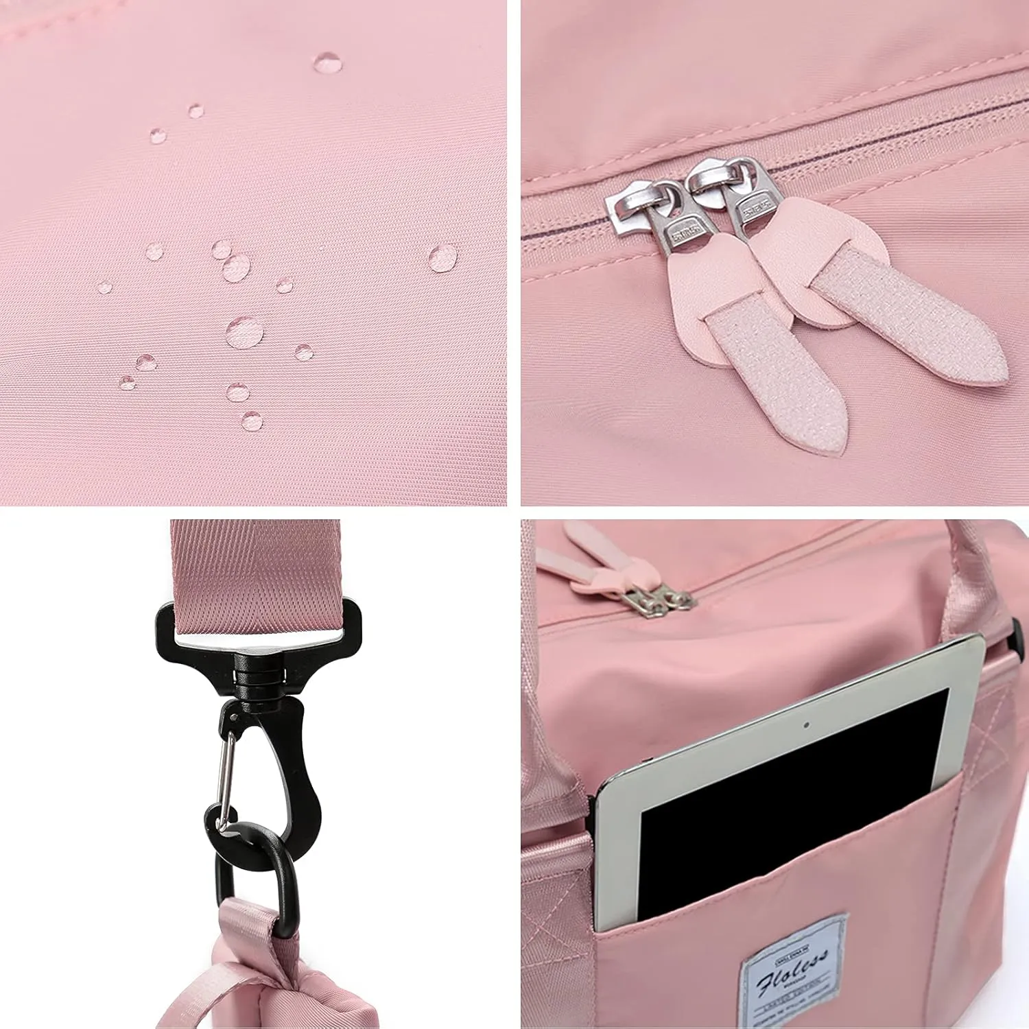 Travel Duffel Bag, Sports Tote COLOY Bag, Shoulder Weekender Overnight Bag for Women(F-Pink with Toiletry Bag&Fanny Pack)