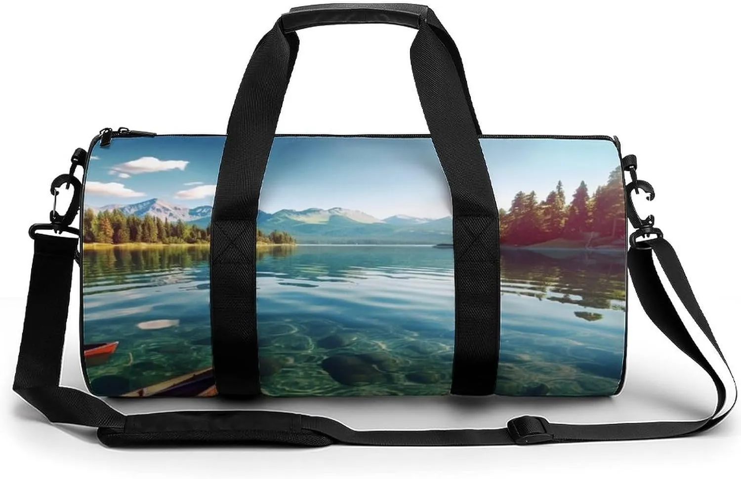 Travel Duffel Bag Weekender Bags for Men Women Large Capacity Overnight Bags Clear Lake Water Travel Sports Gym Bag Canvas Carry On Tote Bags for Travel Yoga