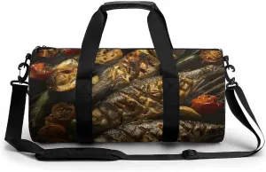 Travel Duffel Bag Weekender Bags for Men Women Large Capacity Overnight Bags Fish on Grill Travel Sports Gym Bag Canvas Carry On Tote Bags for Travel Yoga