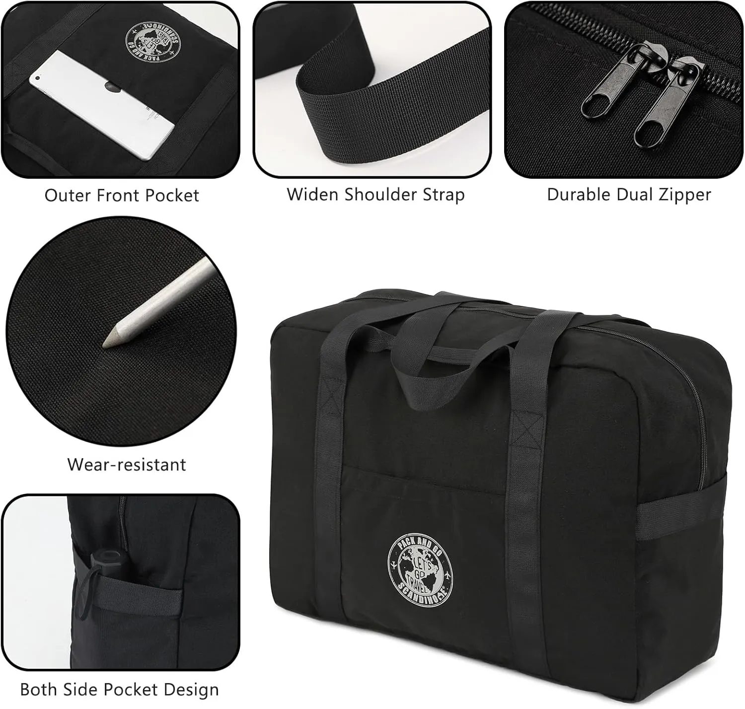 Travel Duffel Bag Weekender Overnight Bag, Sports Gym Bag Carry On Tote Bag for Men Women Scandihome Series