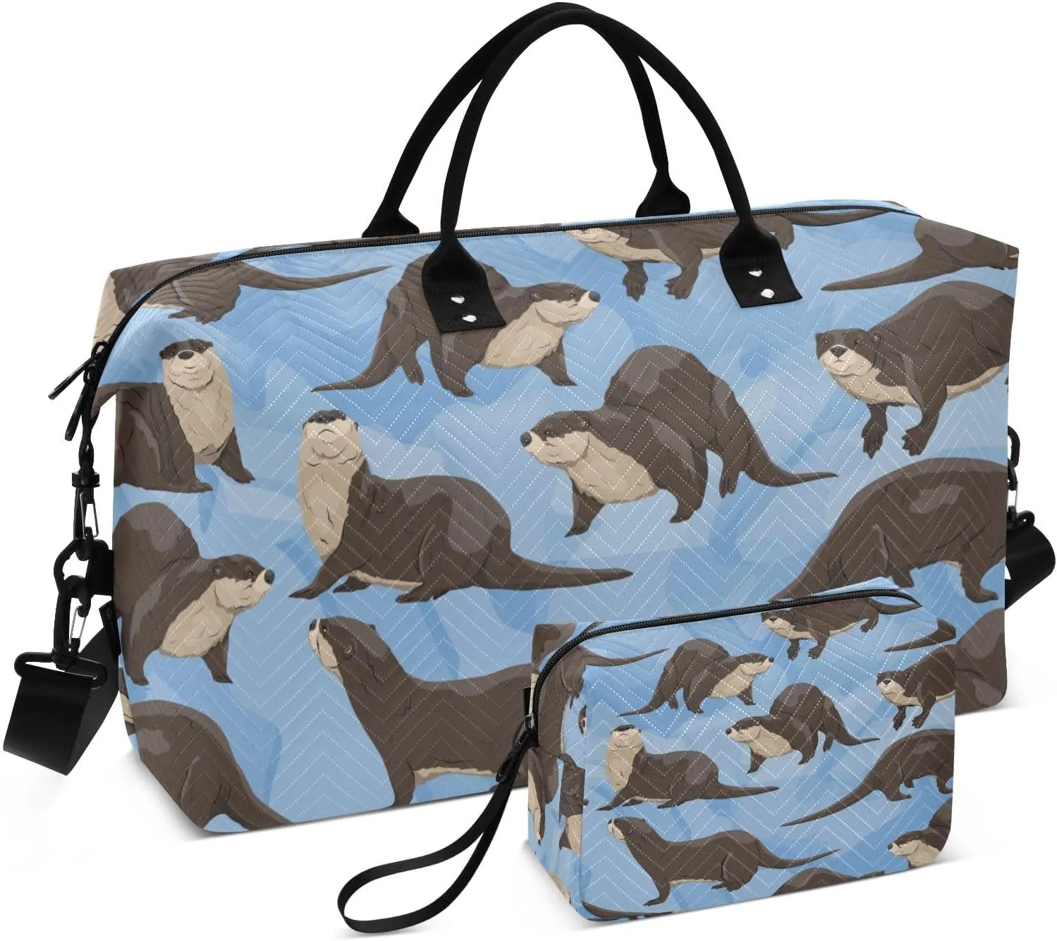 Travel Duffel Bags for Unisex-Adult, Personal Item Travel Duffel Bag with Shoes Compartment, Carry On Bag for Women, Travel, Gym, Weekend,Eurasian Otter