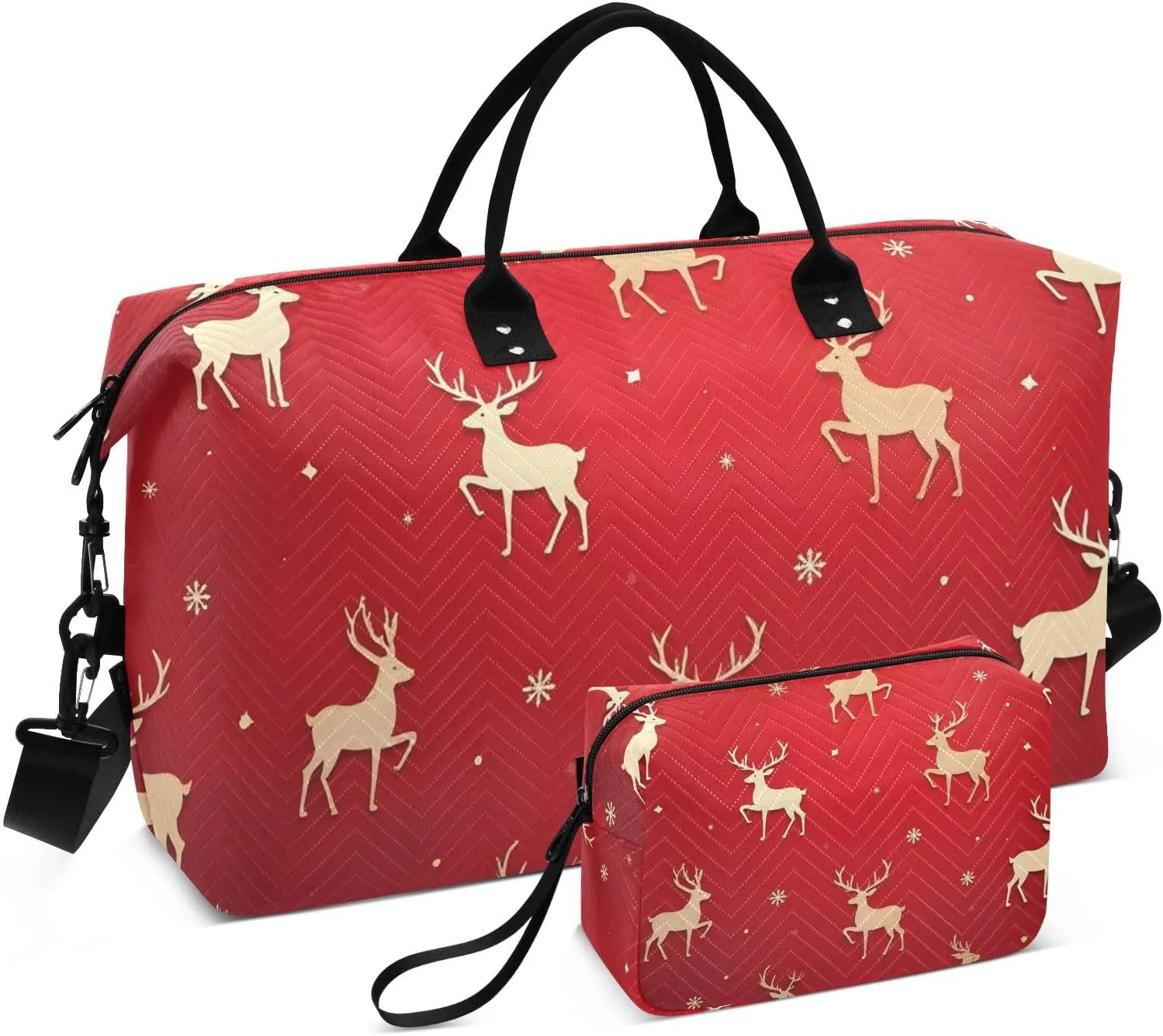 Travel Duffel Bags for Unisex-Adult, Personal Item Travel Duffel Bag with Shoes Compartment, Carry On Bag for Women, Travel, Gym, Weekend,Gold Elk Pattern