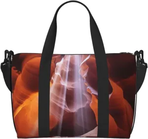 Travel Duffel Bags Personal Item Bag Carry On Luggage Bag Training Handbag Lightweight Waterproof Sports Gym Bag Antelope Canyon Weekender Bag for Women Men, Black, One Size, Travel Duffle