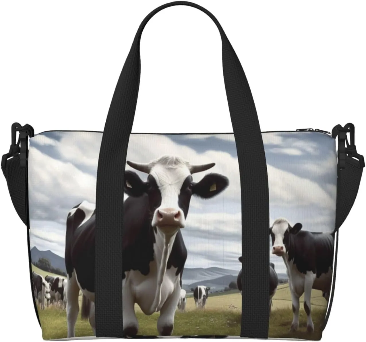 Travel Duffel Bags Personal Item Bag Carry on Luggage Bag Training Handbag Lightweight Waterproof Sports Gym Bag Farm Cow Pictures Weekender Bag for Women Men