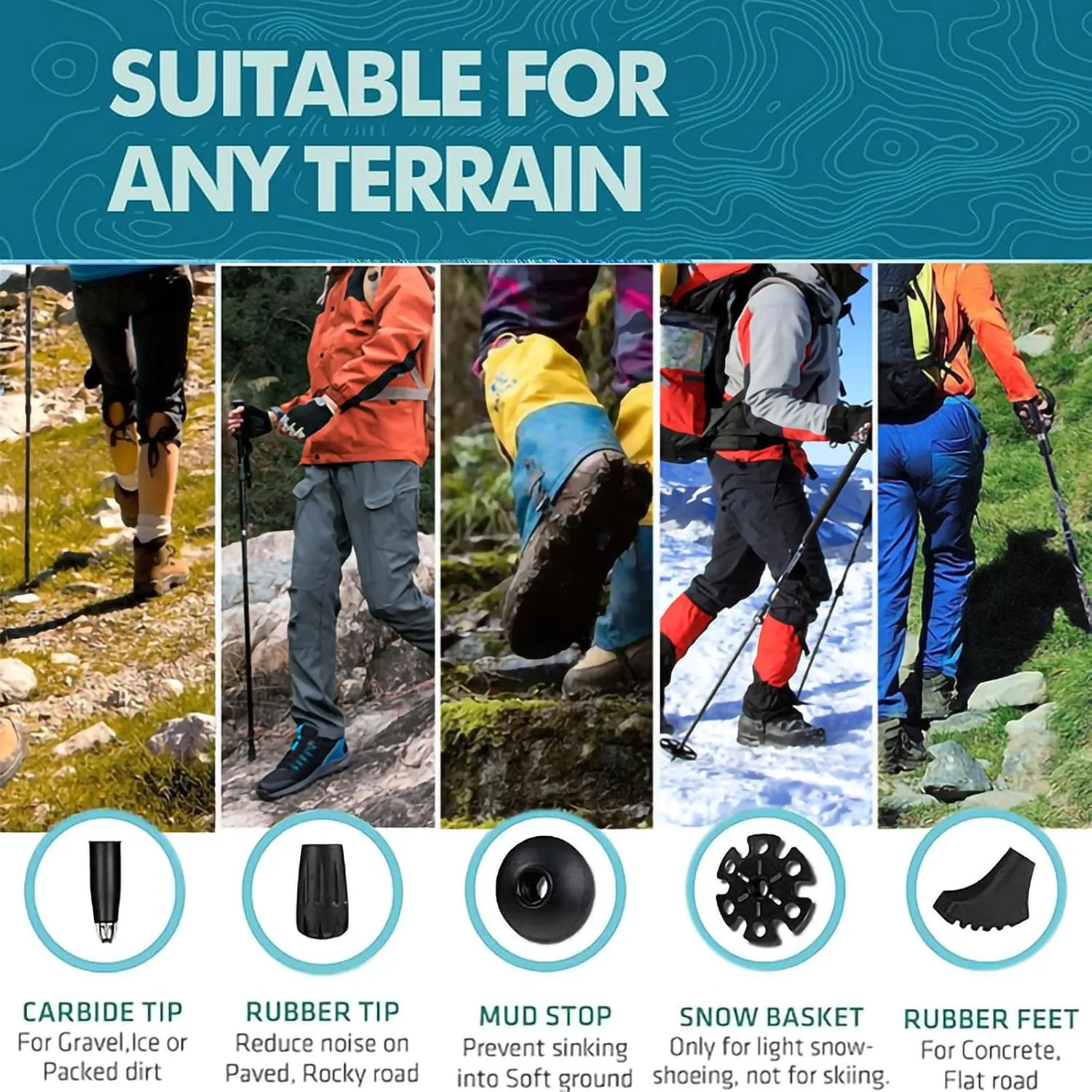 Trekking Poles Lightweight Collapsible Hiking Poles Folding Aluminum Walking Sticks 2 Pack Walking Sticks for Hiking with Cork Grip