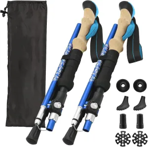 Trekking Poles Lightweight Collapsible Hiking Poles Folding Aluminum Walking Sticks 2 Pack Walking Sticks for Hiking with Cork Grip