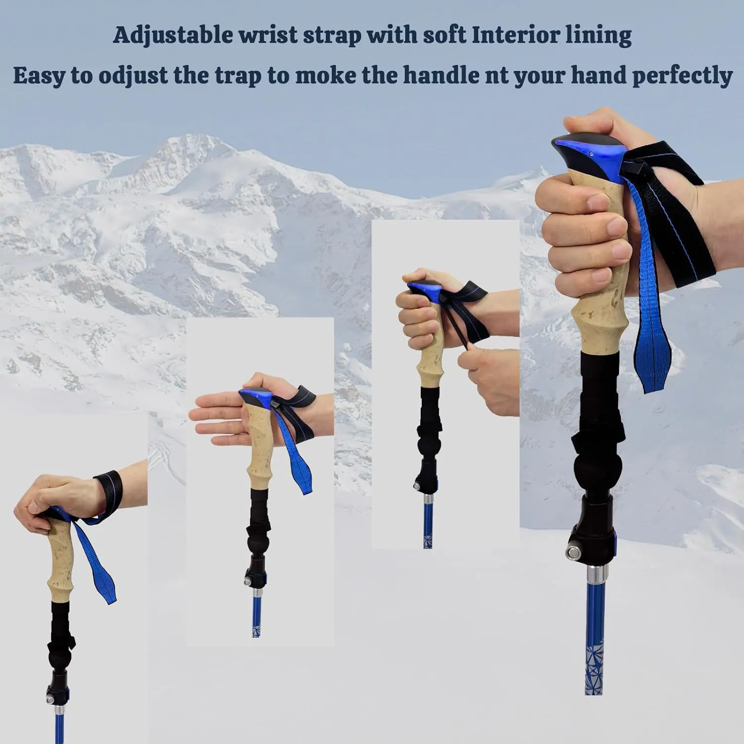 Trekking Poles Lightweight Collapsible Hiking Poles Folding Aluminum Walking Sticks 2 Pack Walking Sticks for Hiking with Cork Grip