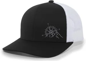 Trenz Shirt Company Men's Outdoors Mountain Scenic Forest Compass Woodland Embroidered Mesh Back Trucker Hat