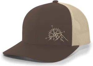 Trenz Shirt Company Men's Outdoors Mountain Scenic Forest Compass Woodland Embroidered Mesh Back Trucker Hat