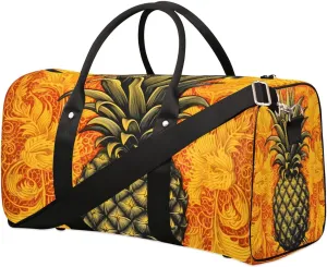 Tropical Fruit Pineapple Travel Duffel Bag for Women Men Waterproof Foldable Overnight Weekender Bag Large Capacity Sports Gym Bag