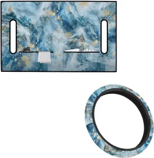 Tupalatus Blue Marble Print Golf Cart Seat Covers 2 Pack with 14 Inch Steering Wheel Covers Easy to Install Protect Your Golf Car Seat 50 x 30.9 Inches Fits Most Club Cars Golf Carts