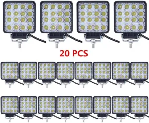 Turboo Led Light Bar, 20PCS 4inch 48W Led Work Light Square Spot Lights Off-Road Lights Led Lights for Trucks,Off-Road Vehicle, ATV, SUV, UTV, 4WD, Jeep, Boat and More …