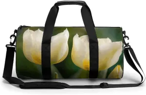 Two Flower in Bloom Sport Gym Duffle Travel Bag for Women Men Overnight Weekender Bag with Shoe Compartment,Wet Pocket, 17.7in/9in/9in, style