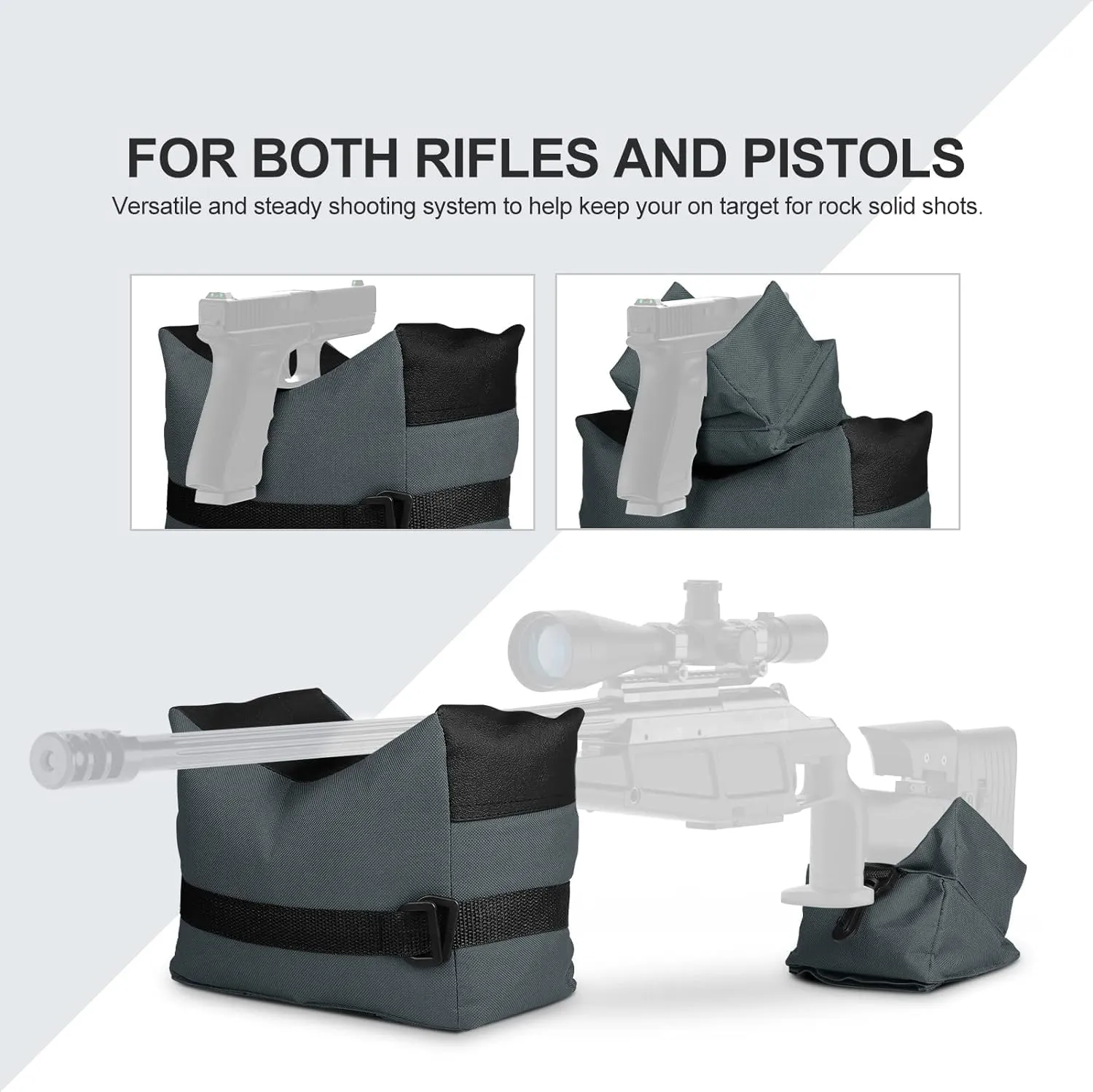 Twod Outdoor Shooting Rest Bags - Target Sports Bench Rest with Front & Rear Support SandBag Stand Holders for Gun Rifle Shooting Hunting Photography - Unfilled
